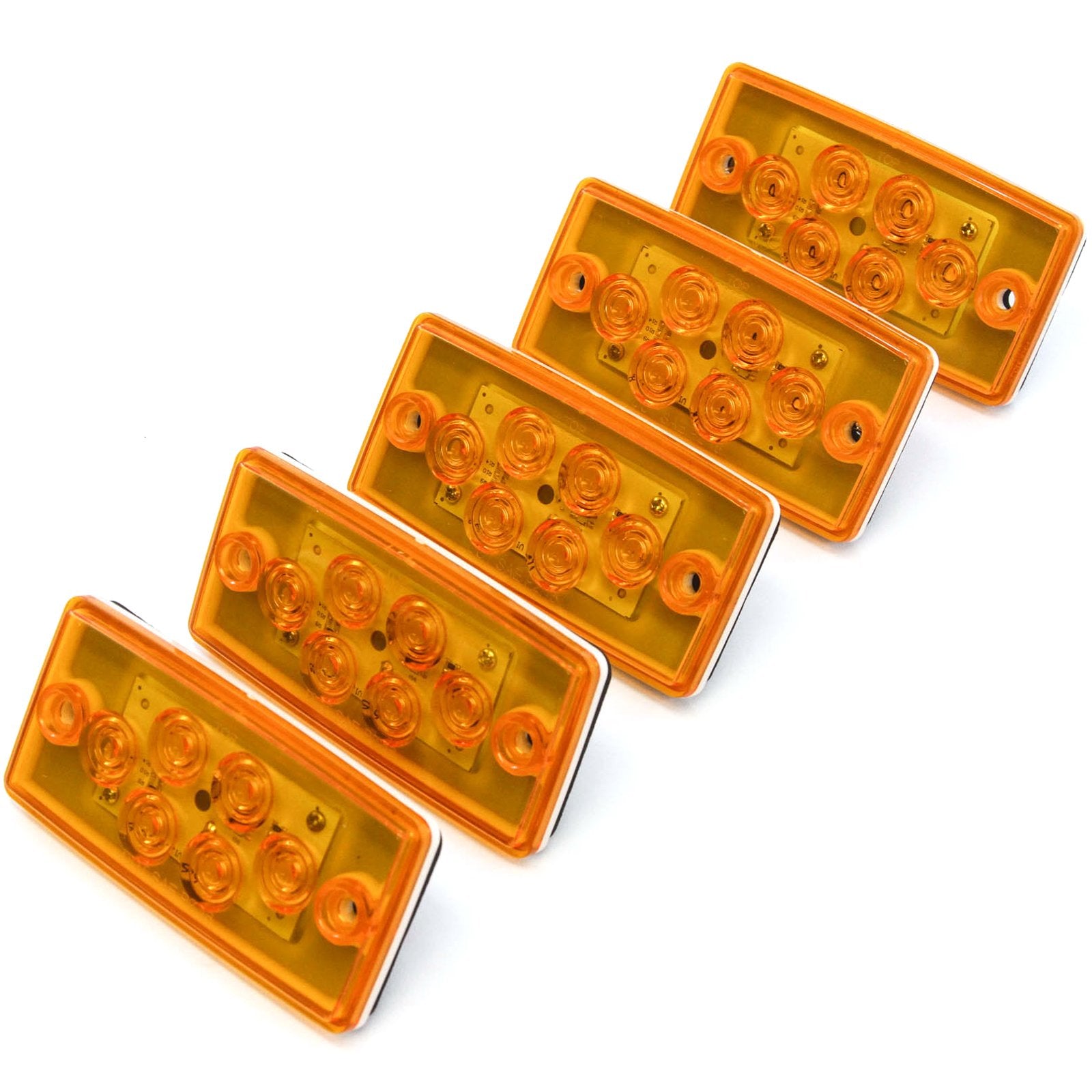 Waterpoof 5 Sealed Marker LED Amber Lights Compatible with Volvo Freightliner Roof Cab Truck Mount Semi Trailer Camper Bus Gasket Red Hound